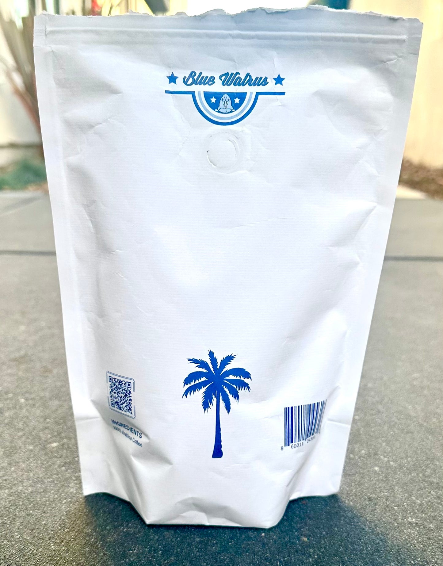 Blue Walrus Original Roast 1 Pound Bag (16oz) - WHOLE BEAN - Kona Coffee
